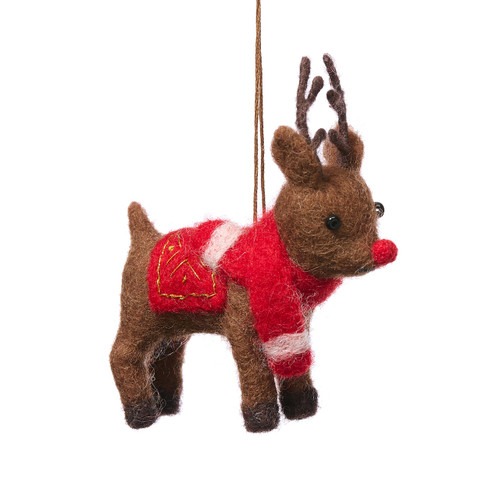 serrv festive reindeer ornament