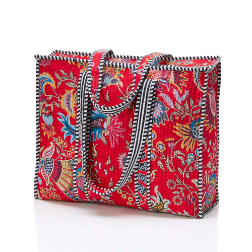 serrv crimson paisley large quilted tote