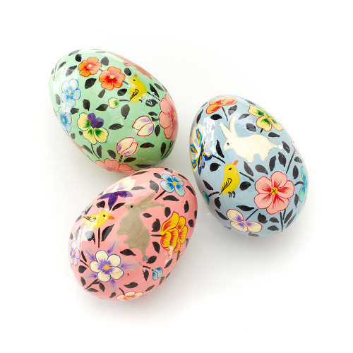 serrv bunnies & birds kashmiri eggs