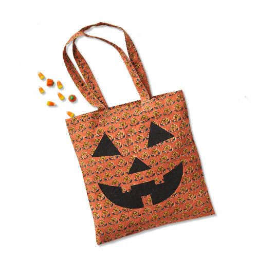 serrv jack-o'-lantern kalamkari tote