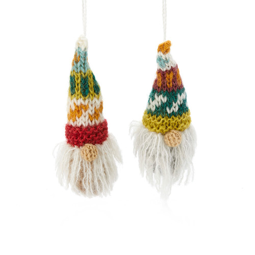 serrv knitted gnome ornaments - set of 2