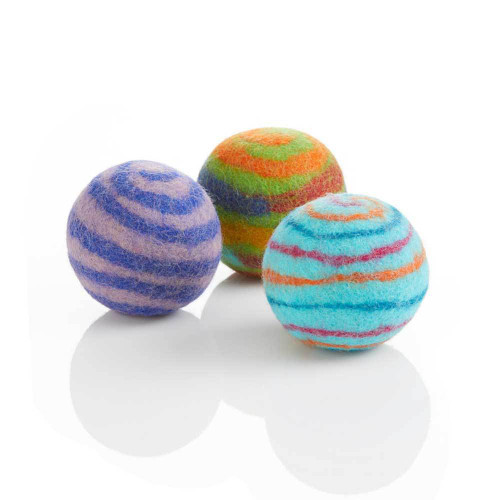 serrv rainbow felted dryer balls - set of 3