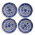 serrv indigo bloom appetizer plates - set of 4