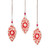 serrv crimson blossom marquise ornaments - set of 3