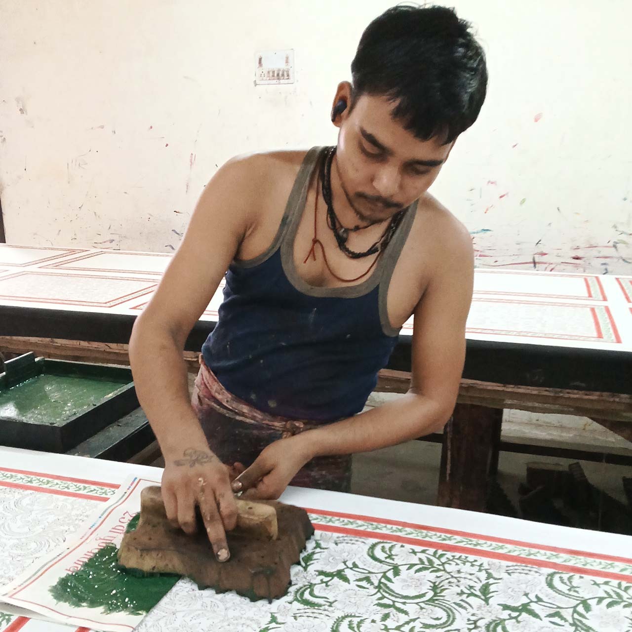 Artisan making a bread warming stone