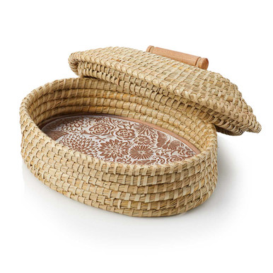 SERRV International Bread Basket & Handmade Terracotta Warming Stone