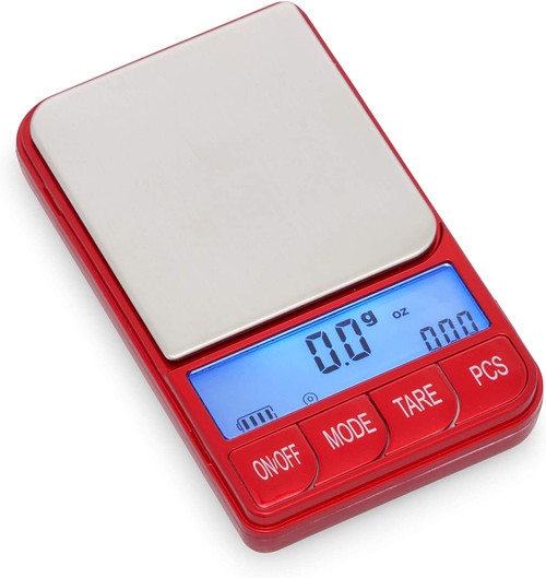 DIGITZ TRAP SERIES DIGITAL POCKET SCALE, RED W/BOWL 220G X 0.01G (TRAP-220-RED)