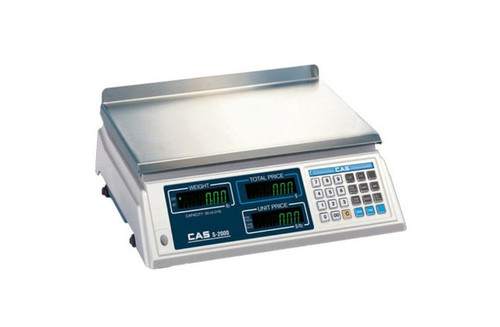 CAS S-2000-60 DUAL RANGE PRICE COMPUTING SCALE, 30/60 LBS X 0.01/0.02 LBS, NTEP