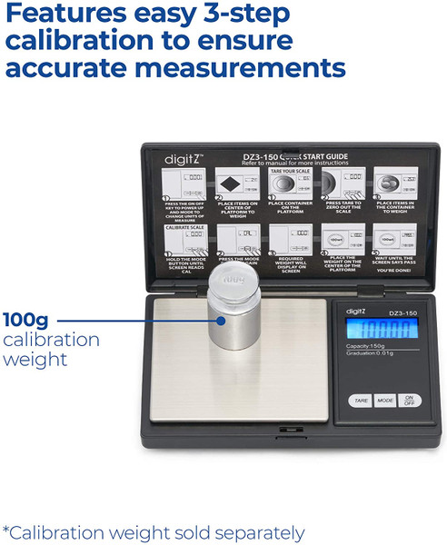 DIGITZ DZ SERIES DIGITAL POCKET SCALE, BLACK, 150G X 0.01G (DZ3-150)