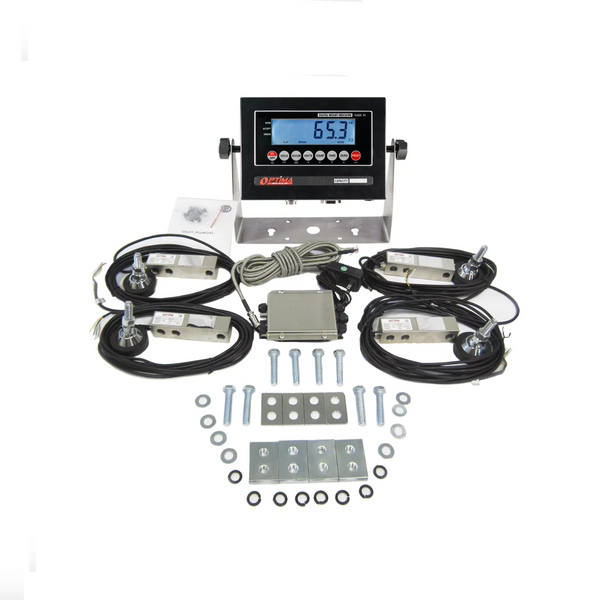 Optima NTEP Stainless Steel Weighing Scale Kit 2000lbs 4x1000lb Load Cells