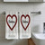 2pcs Personalized Red & White Glitter Heart-Shaped Towels with Custom Name