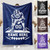 Customizable American Football Design Blue Flannel Blanket, Personalized Name
