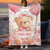 Custom Blankets Cute Pink Teddy Bear with Personalized Name