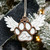 Angel Wings Dog Paw Memorial Pendant - 3D Carved Paw Print with Name