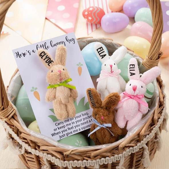 Personalized Easter Cute Tiny Plush Pocket Hug Bunny