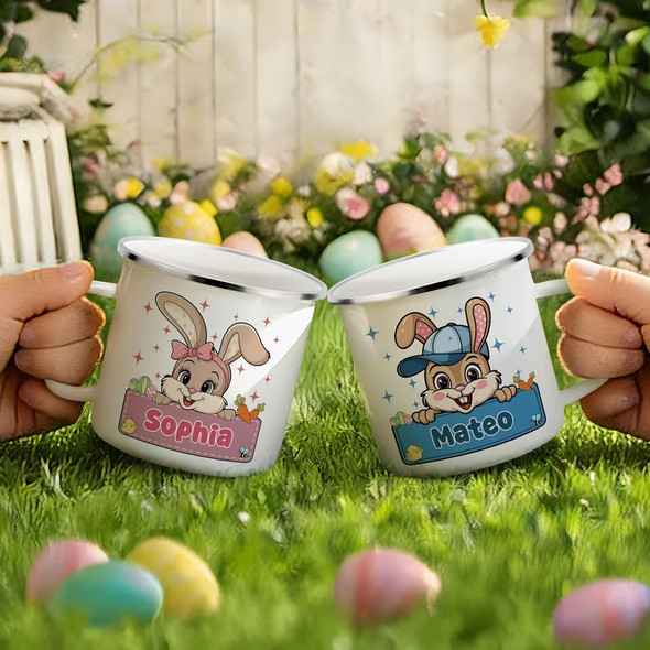 Personalized Bow Hat Easter Bunny 12 oz