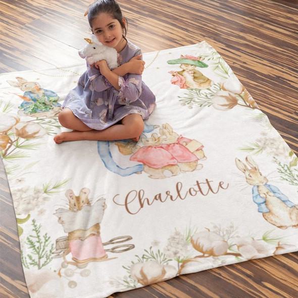 Personalized Easter Peter Rabbit Blanket with Name