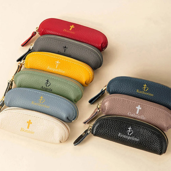 Personalized PU Leather Rosary Coin Purse with Name