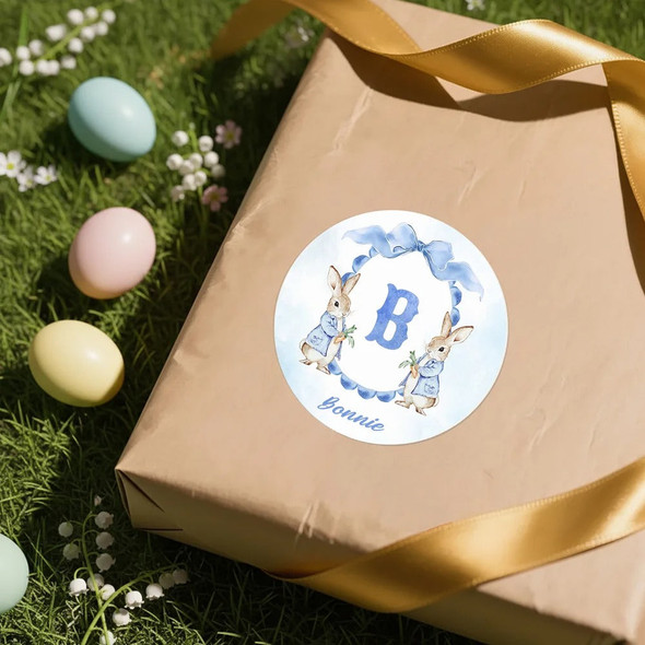 Personalized Cute Flower Peter Rabbit  Easter Waterproof Stickers
