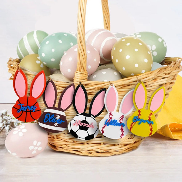Personalized Basketball Baseball Softball Sports Acrylic Easter Bunny Basket