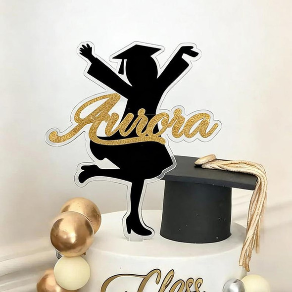 Personalized Graduation Cake Topper???Custom Acrylic Silhouette Boy Girl