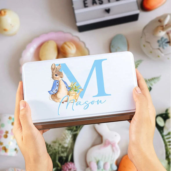 Personalized Easter Cute Cartoon Peter Rabbit Food-grade Metal Biscuit Tin Box