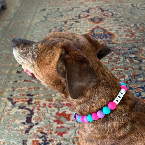 Custom beaded dog collar cute silicone bead accessories