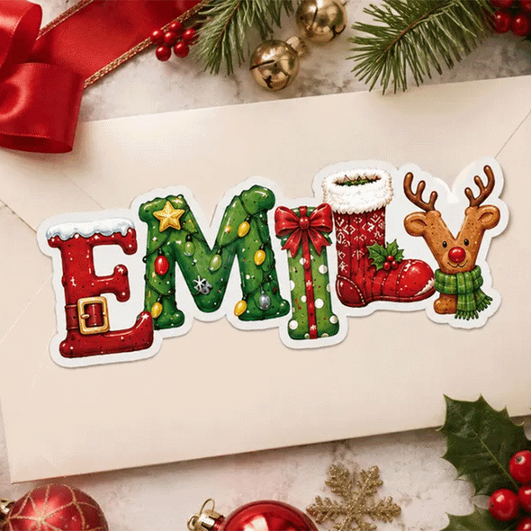 Personalized Christmas Name Stickers for Gift Wrapping a?? Custom Santa Labels,