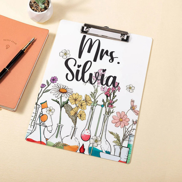 Personalized Floral Lab Notebook Pencil Teaching Theme Hanging Name Clipboard