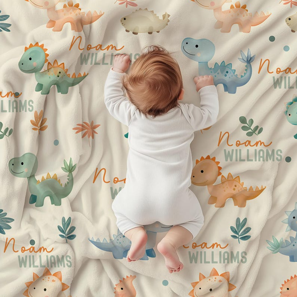 Personalized Dinosaur Baby Blanket