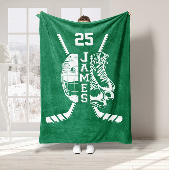 Personalized Hockey Blanket, Custom Name Number  Blankets