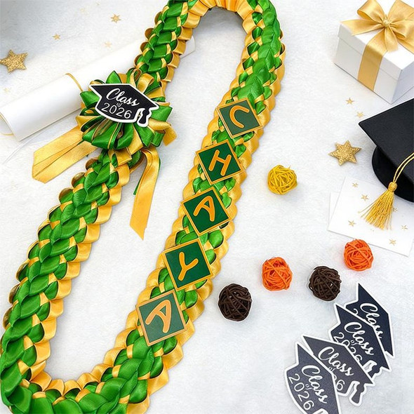 Handmade Personalized Graduation Lei , School Colors Ribbon Lei,