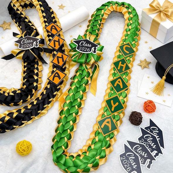 Handmade Personalized Graduation Lei , School Colors Ribbon Lei,