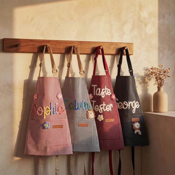 Personalized Hand-Embroidered Apron,Personalized Apron, Kitchen Apron