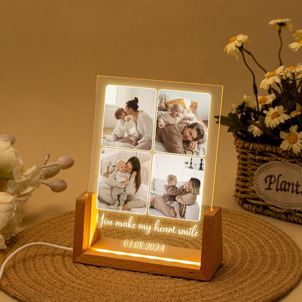 Peronalized Photo Night Light, Custom Photo Collage Frame Lamp