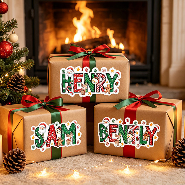 Christmas name stickers, Personalized Christmas gift labels, Christmas gift stickers