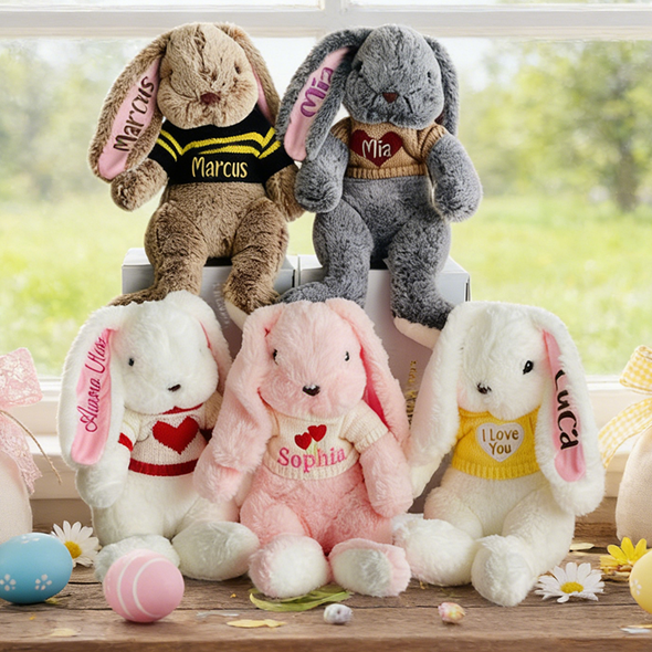 Easter Bunny| Embroidered Bunny Plush| Long Ears Bunny