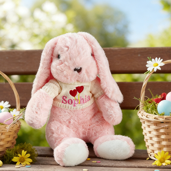 Easter Bunny| Embroidered Bunny Plush| Long Ears Bunny