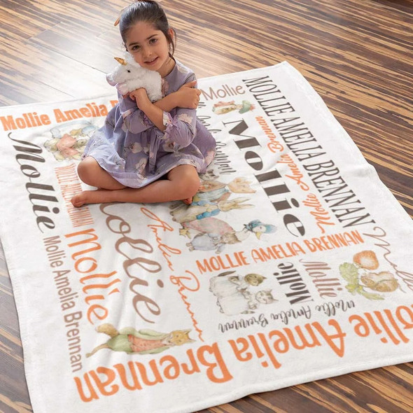 Personalized Peter Rabbit Print Easter Blanket