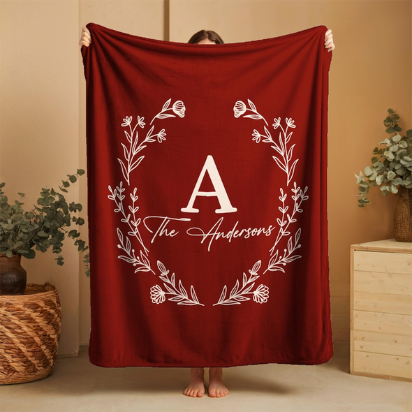 Custom Family Name Blanket, Last Name Initials Blanket