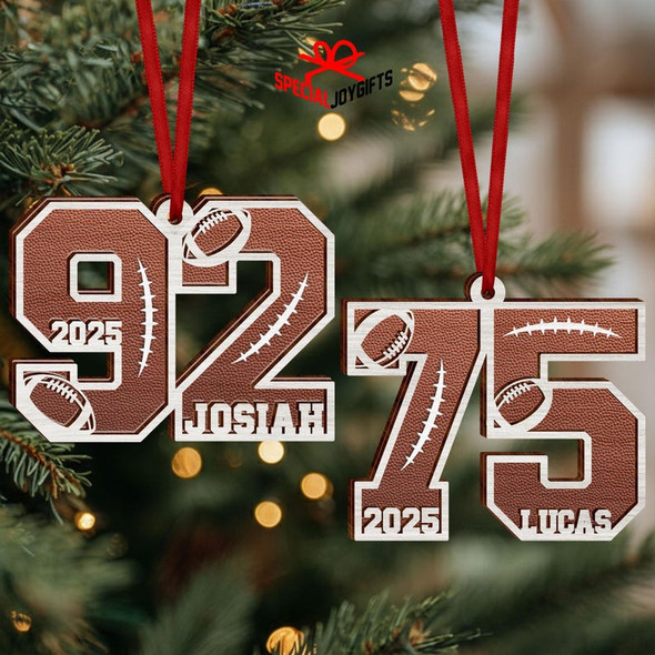 Custom Football American Ornament, Football Number Christmas Gift