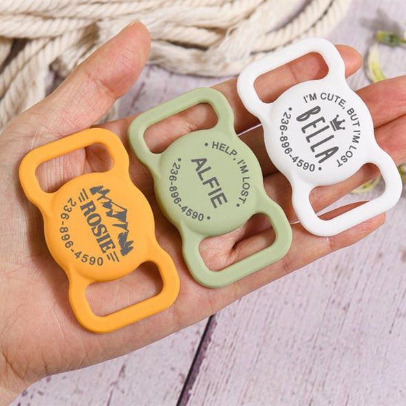 Pet AirTag Collar Holder,Slide on Dog Name Tag,Custom AirTag Cat Collar