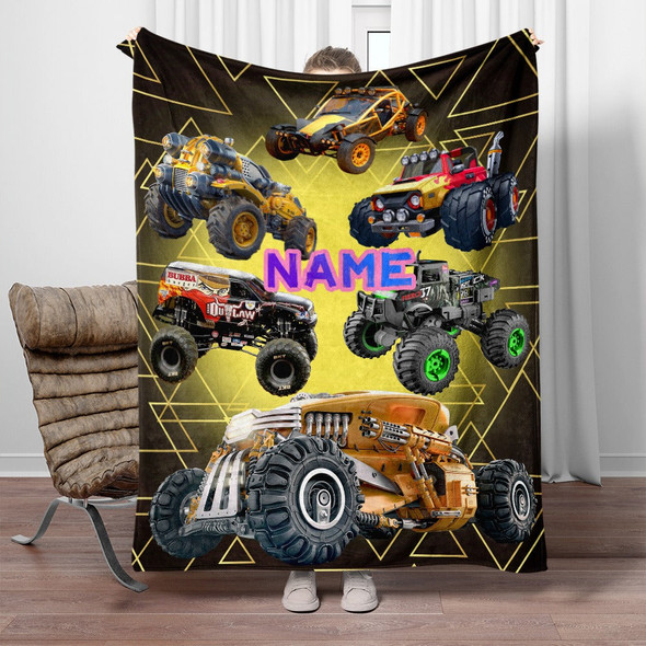 Custom Name Cozy Blanket: Featuring Cool Cross Country Vehicles