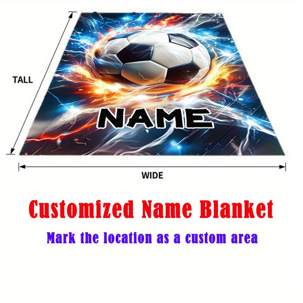 Custom Name Soccer Blanket a?? Soft Flannel Throw with Vibrant Digital Printing