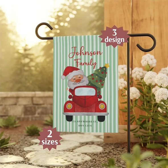 Personalized Christmas Garden Flag Custom Family Name Holiday Decor