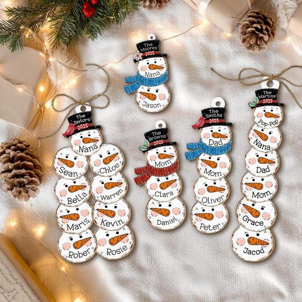 Custom Snowman Family Ornament, Custom Snowman Christmas Ornament