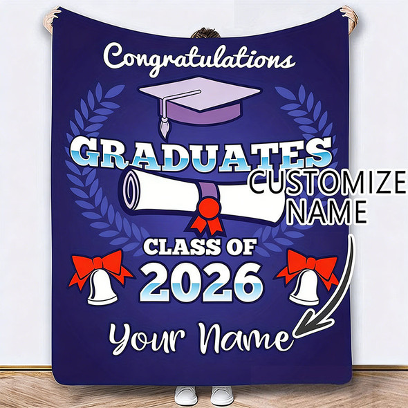 Custom Name Graduation Season 2025 Fleece Blanket Signature