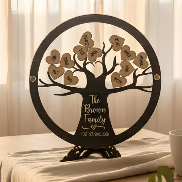 Personalized Wooden Family Tree Sign for Family Gift From Grandkids Names Sign