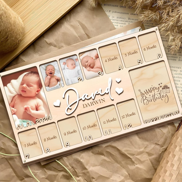 Baby First Year Picture Frame, Personalized Baby Photo Frame