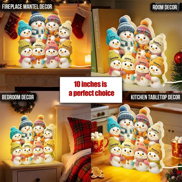 Personalized Snowman Family LED Light Box